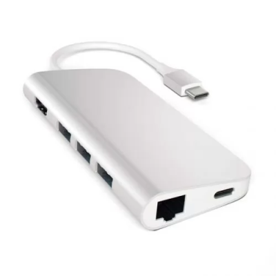 Адаптер мультипортовый Satechi Type-C Multi-Port adapter 4K with Ethernet V2 8 в 1, серебристый